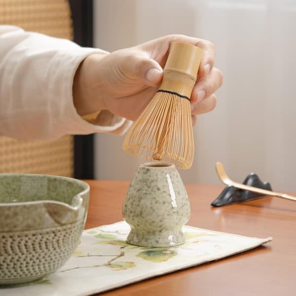 Matcha Starter Kit with Bamboo Whisk and 7 Accessories for Traditional Japanese Tea Ceremony Elegantly Gift-Wrapped