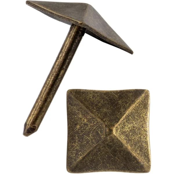 Sett med 40 dekorative spiker i antikk bronsemessing, 12 x 18 mm