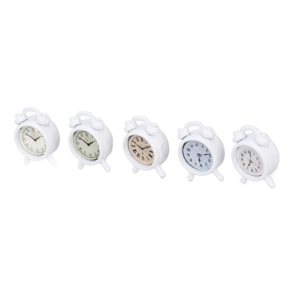 5 Pcs Dollhouse Mini Alarm Clock Retro Design Realistic Simulation Life Scene Model for 1:12 Scale