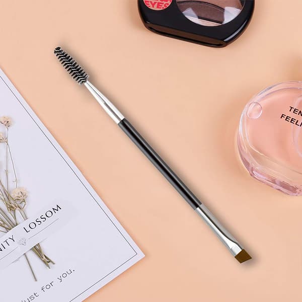 Eyebrow Brush - Professional Angled Eyebrow Brush and Spoolie Brush (Black)