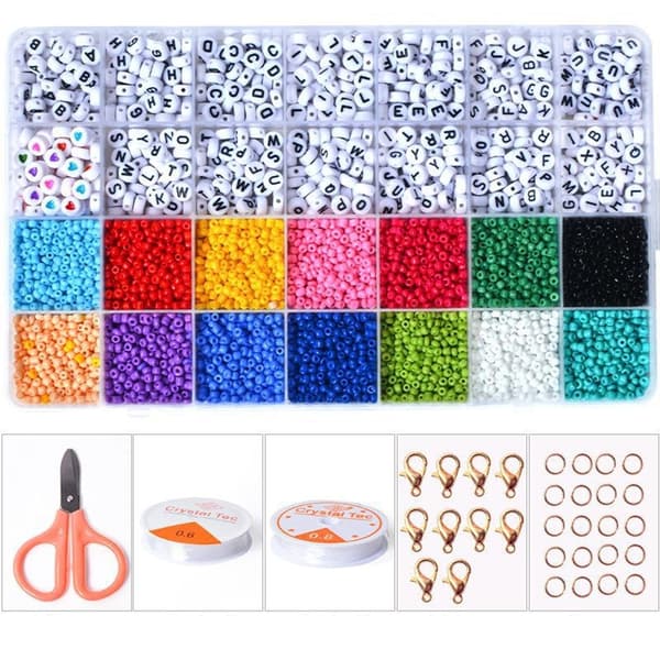 Gør-det-selv - Perleboks - Risperler - 3mm - Bogstavperler