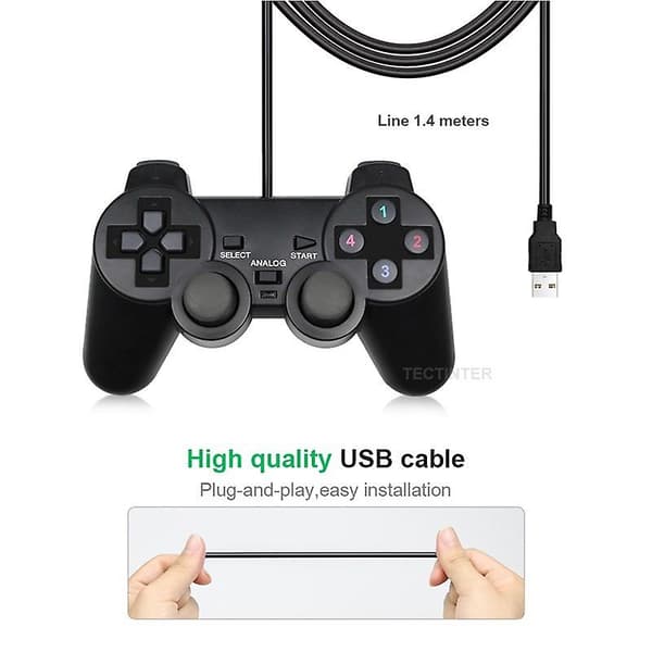 Kablet USB PC-spilcontroller til Winxp/win7/win8/win10 til PC-computer bærbar computer Sort Gamepad Joystick Sort 2 STK