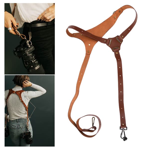 Leather Camera Strap for Outdoor Use, Adjustable Shoulder Strap Comfortable to Wear with Padded Pad, Durable to Use Widened Design Crossbody Strap