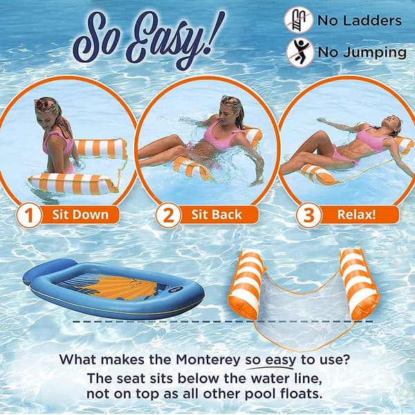 Inflatable Pool Float Chair, Large Buoyancy Water Hammock For Pool, Fixed Intranet Safe, 4 In 1 Multipurpose, Perfect For Pool Parties And