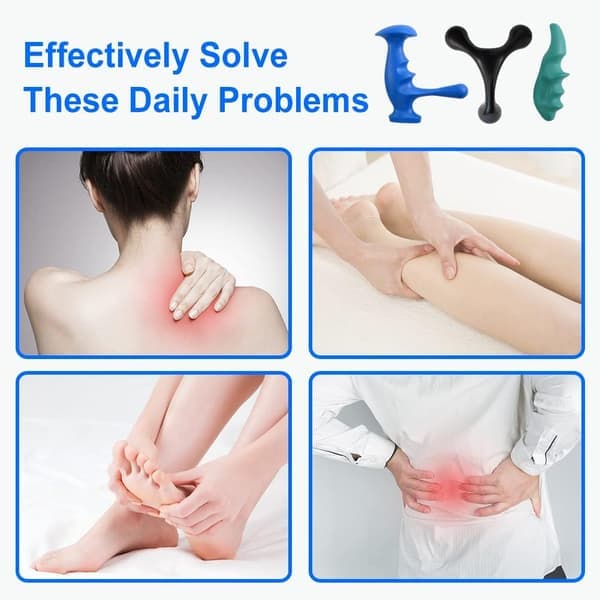 Manual Trigger Point Massage Tool and Thumb Protector for Full Body Deep Tissue Massage, with 3-Leg Massage Knob