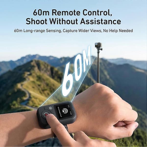 TELESIN 60M Bluetooth Remote Control for DJI OSMO Action 4/5/6 & 360, Wrist Strap Included