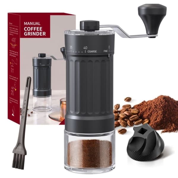 Manual Coffee Grinder with Ceramic Conical Burr, 40 Levels, Portable Coffee Grinder