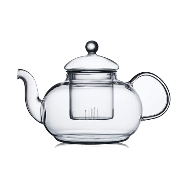 Glass Teapot Stove Safe, Clear Teapot with Removable Strainer