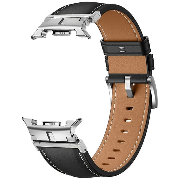 Urrem til Samsung Galaxy Watch8 44mm 40mm Watch8 Classic 46mm Metalforbindelse Ægte Læder Sort
