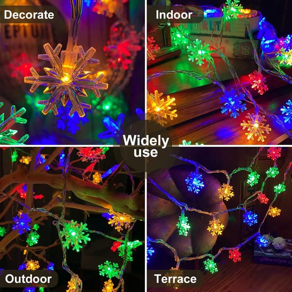 80 LED Christmas Snowflakes, 9.75m Snowflake String Lights Indoor, 8 Modes Plug-in Christmas