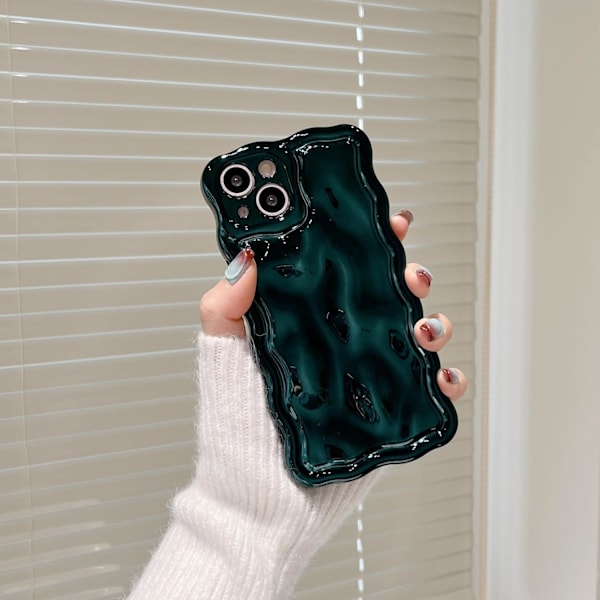 2025 Latest Model Compatible with iPhone Case, 3D Meteorite Bubble Pattern Electroplating Glitter Wavy Frame, Soft TPU Shockproof Dark G