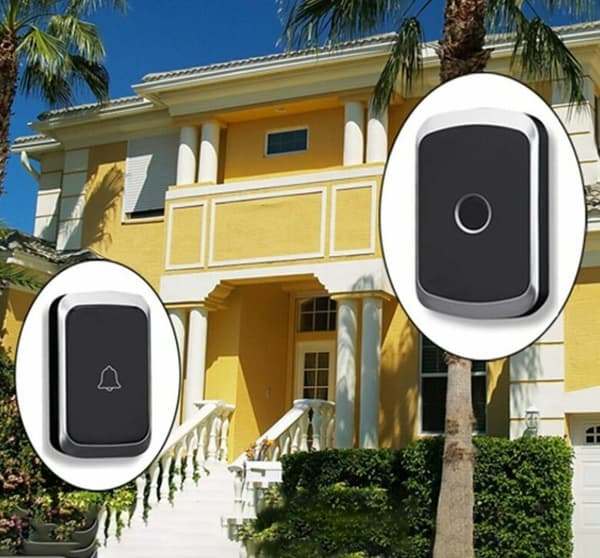Black Wireless Doorbell DC Battery Powered Waterproof Remote Control 1 Transmitter 2 Receivers Ring Wireless Doorbell