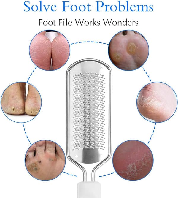 Double-sided Callus Remover, Ergonomic Handle for Secure Grip and Easy Application, Detachable Blade for Cleaning and Replacement, Stainless Steel Blade