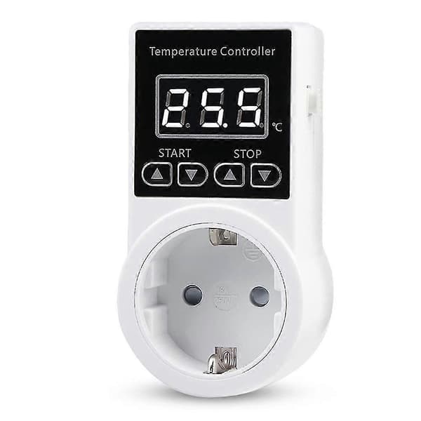 1 stk. termostatuttak med sensor, digital temperaturkontroller, vanntett temperaturbryter EU-plugg
