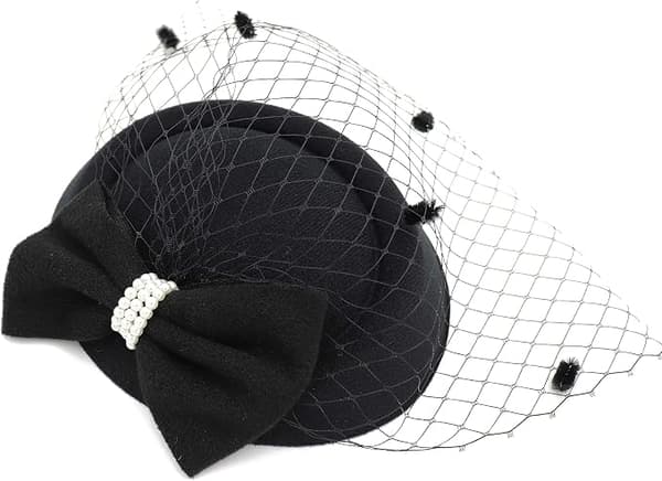 Hatt med rosett for kvinner, Pillbox-modell, Bryllup, Teselskap
