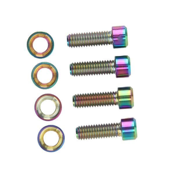4 Set Disc Brake Screw Washers Set M6 18mm Stable Connection Rustproof Lightweight Ti Alloy Disc Brake Fixing Screw Set Colorful