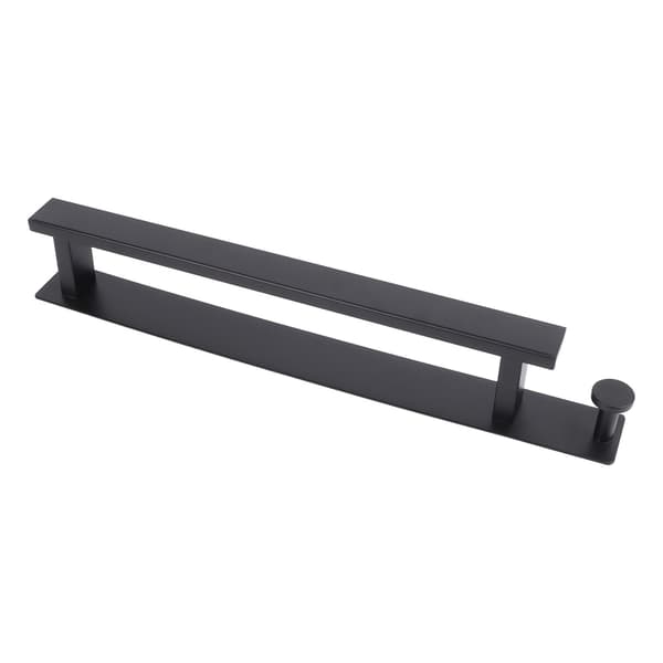 Vertical Towel Bar 304 Stainless Steel Wall Mounted Black with Hooks Bath Towel Storage Rack