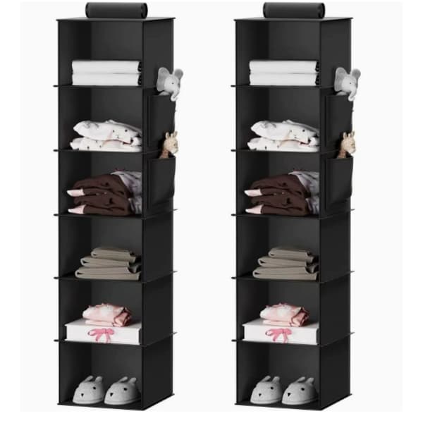 Hanging Wardrobe Organizer with Foldable Design, 6 Shelves with High Load Capacity and Space-Saving Layout, Premium Water-Repellent Fabric Various