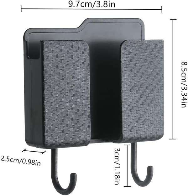 2 Pcs Multifunctional Wall Mounted Storage Box, Self-Adhesive Wall Mounted Remote Control Holder, Black Wall Mounted Phone Holder