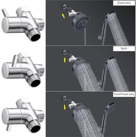 3-veisventil G1/2\", massiv messing 3-veisventil, hånddusjmontering, universelt tilbehør