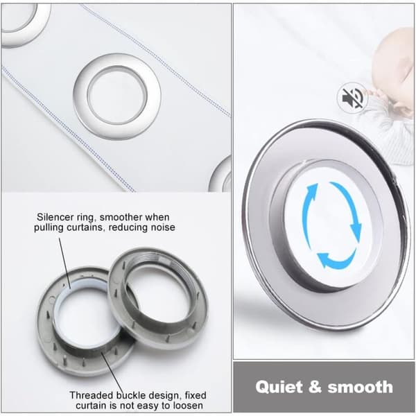 Plastgardinringar 40 mm Gardinringar Ringar för silvergardinringar – för badrum, sovrum