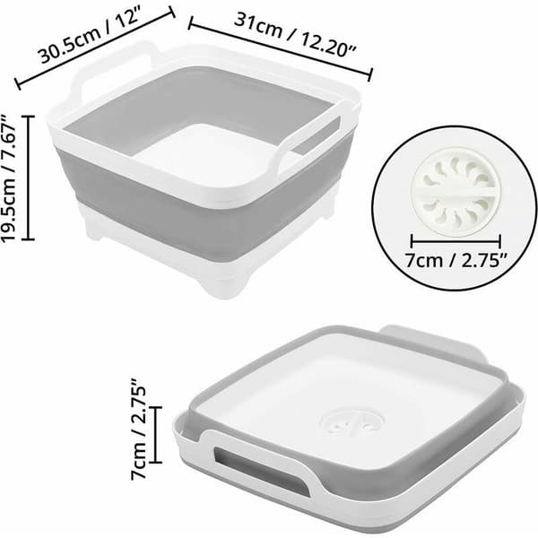 Foldable Laundry Tub, Premium PP Material, Foldable Sink, BPA-Free Portable Basin with Drain Plug for Camping Dish Tub