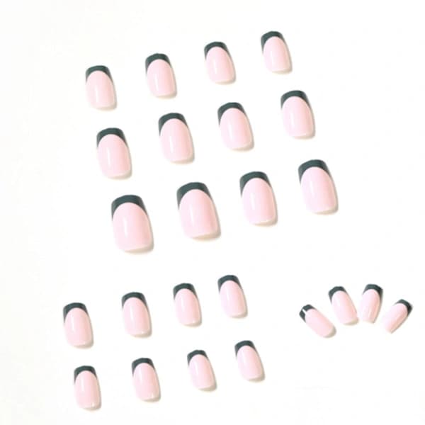 Square False Nails, Medium, Acrylic, Full Coverage, for Women and Girls, 24 Pcs (Green)