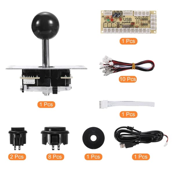 PC Joystick DIY Kit Arcade Game Parts Button ABS 5 Pin for Classic Black - Black Black Black