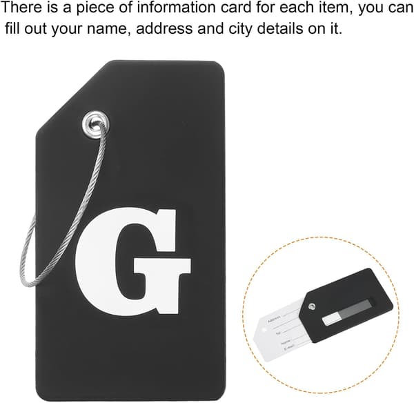 Silikone bagagemærker 3,6\"x2\" Kuffertidentifikationsetiketter Initialbogstav G Sort 3,6\" 2\"