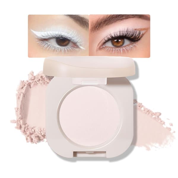 Pressed Single Eyeshadow, Highly Pigmented Matte White Shade, Vegan Waterproof Pressed Powder for Base & Highlighting 01#Matte White