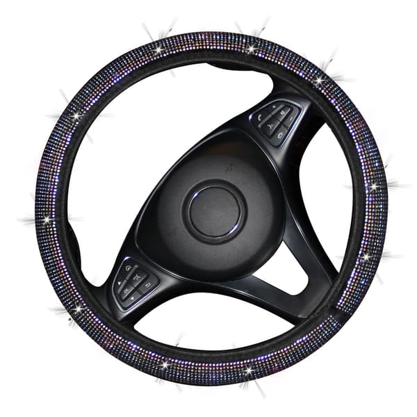 Rattdeksel Elastisk Krystalldiamant Komfortabelt grep Sklisikkert Universal for 37 til 38 cm ratt