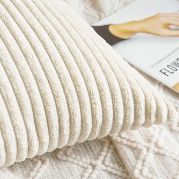 2-pack Autumn Corduroy Soft Decorative Square Pillow Covers, Pillowcase 45 X 45 cm, White