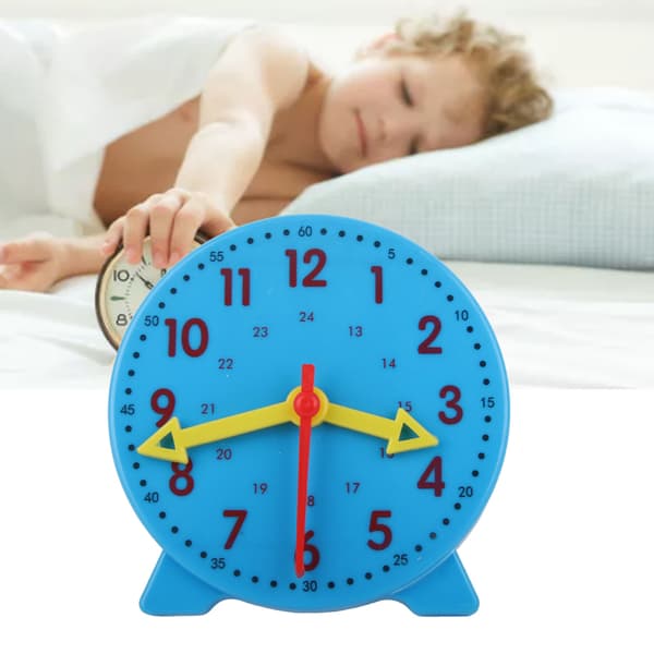 Clock Teaching Aid Learning Model Toy Students Kids Cognitive Time Tool 3 Pointer Linkage 24 Hour System 10cm Blue