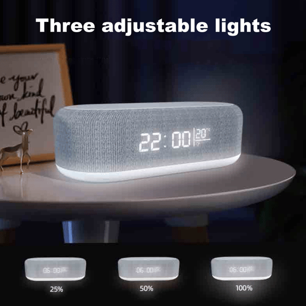 4-in-1 Digital Alarm Clock Charging Station, Night Light Temperature Display Intelligent Charging System, Digital Alarm Clock with Real-time Ambient