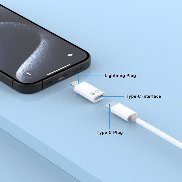 iPhone OTG Adapter, USB Type C Female to Lightning Male Charger Data Sync Dongle Type C Camera Card Reader Flash Drive Keyboard Mouse U Disk