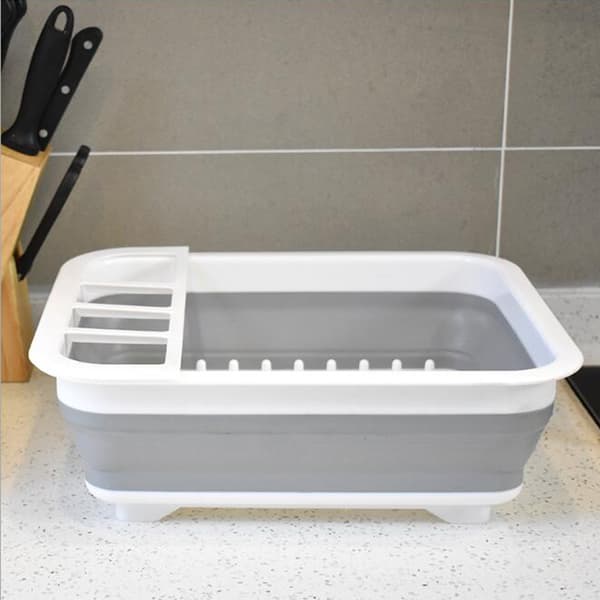 Durable & Lightweight Plastic Cutlery Tray, Silicone Dish Rack for Quick Drying, Foldable Dish Rack Folds Flat for Space Saving