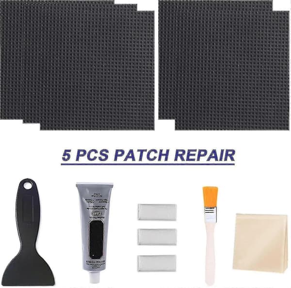 5-pack Quick Trampoline Repair Kit 4 X 4 Square Patch Kit With Glue Brush Scraper Gloves And Wipe Cloth Trampoline Mat Repair