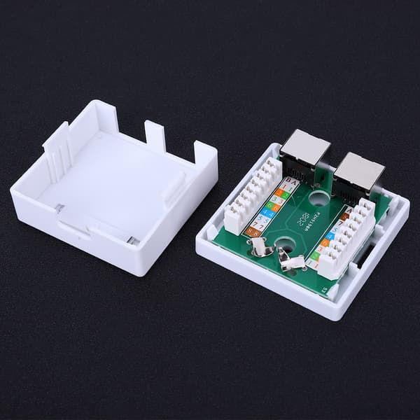 Super 5 Shield RJ45 8P8C Wall Plug Coupling Adapter 2 Port Desktop Extension Cable Mounting Box Surface Mount Jack