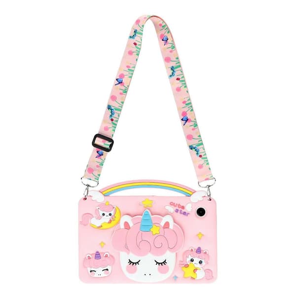 For Samsung Galaxy Tab A9 Case Handle Unicorn Extendable Stand Silicone Tablet Case