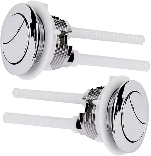 38mm Toilet Flush Button Replacement - 2-Pack Dual Flush Rod Chrome Push Cistern Standard Part for Bathroom Repair