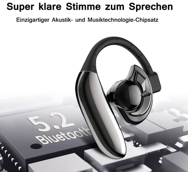 Stylish Bluetooth Headset, Hands-Free Earpiece for Seamless Communication and Entertainment, V5.0 Bluetooth for Wide Device Compatibility (Ear Hook)