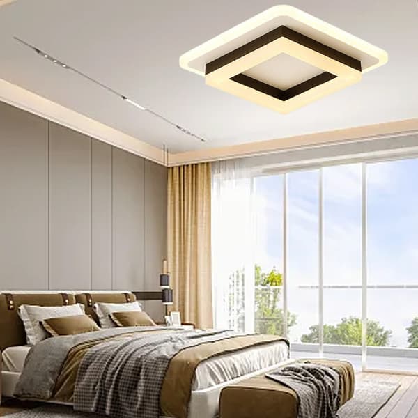 Modern Ceiling Light, High-Quality LED Ceiling Lamp with Smooth Dimming 18W Square Fixture for Kitchen Bathroom Hall Bedroom