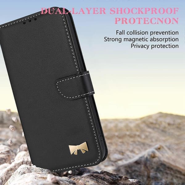 Leather Case with Metal Bow and Hand Strap - Perfect for For Samsung Galaxy A54 5G