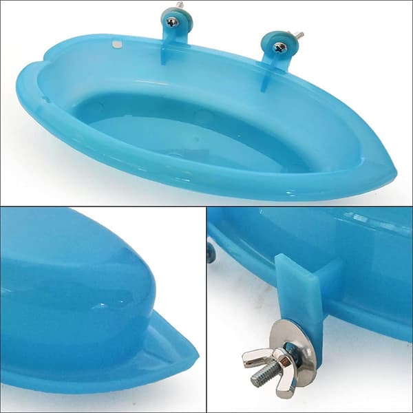 Fuglebad i plast, fuglebadelegetøj, fuglebur, madbeholder