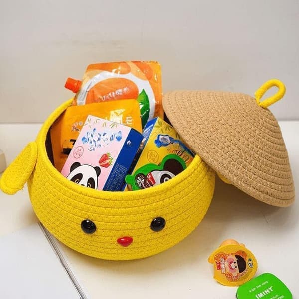 Woven Storage Baskets, Dog Rope Baskets, Books, Stylish Gift Baskets with Handles, Square Storage Baskets, Yellow (Ho)
