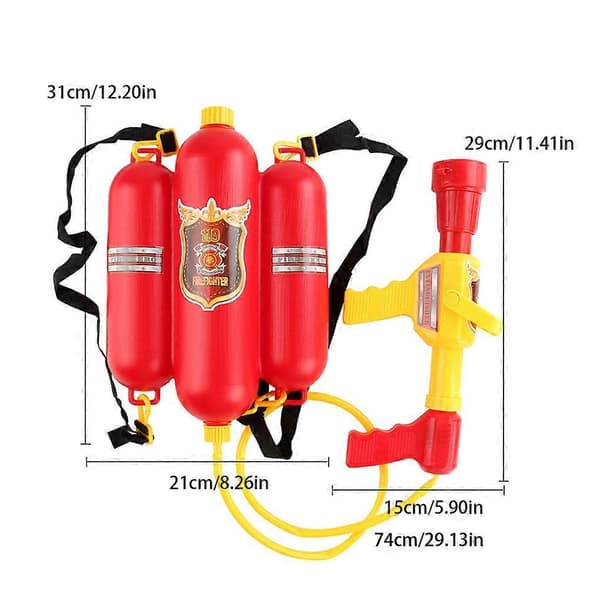 Kids Fireman Backpack Water Gun - Large Capacity Pull-Out Water Toy for Fun Fights