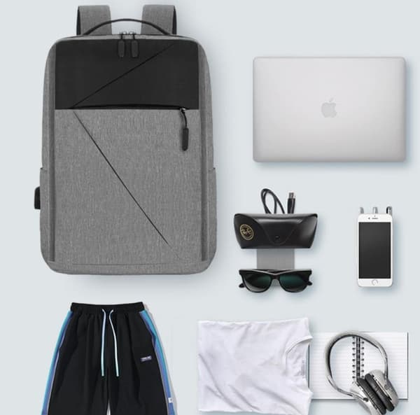 Business Backpack for Men, Large, Casual Laptop Bag, Multifunctional USB Charging, Three-Piece Backpack