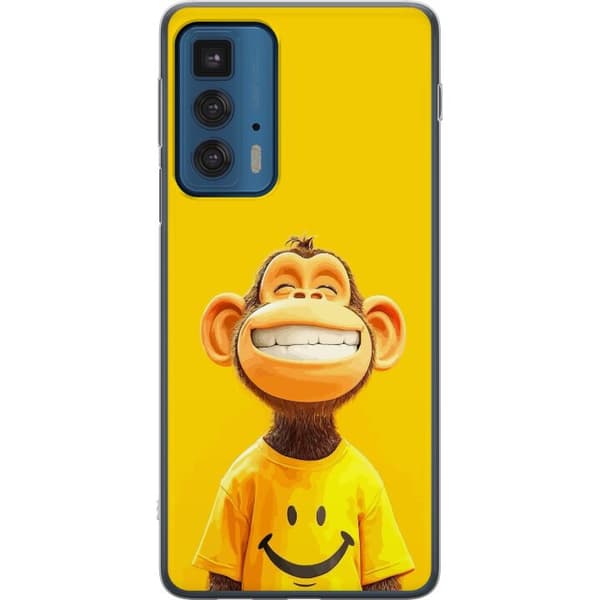 Compatible Phone Case for Motorola Edge 20 Pro Smiling Monkey in Yellow Background