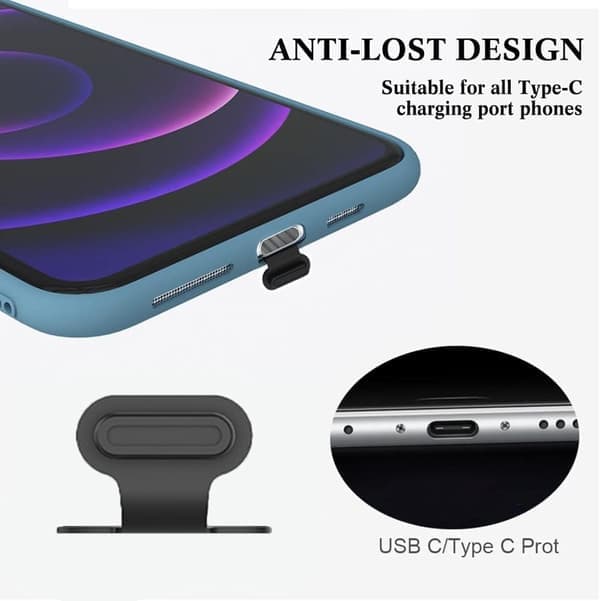 Dust Cover for Mobile Phone - Compatible with USB-C/Lightning, Dustproof, Durable and Loss-Proof Plug Protectors, 8 pcs