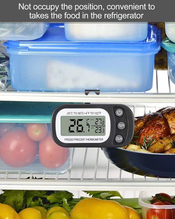 Wireless Thermometer with Large LCD and Magnet, Thermometer with Max/Min Function for Kitchen, Refrigerator and Freezer, Waterproof, Indoor/Outdoor